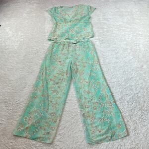 Y2K Intimates by Flora semi sheer mint green fairy pajama set - pants and top, L